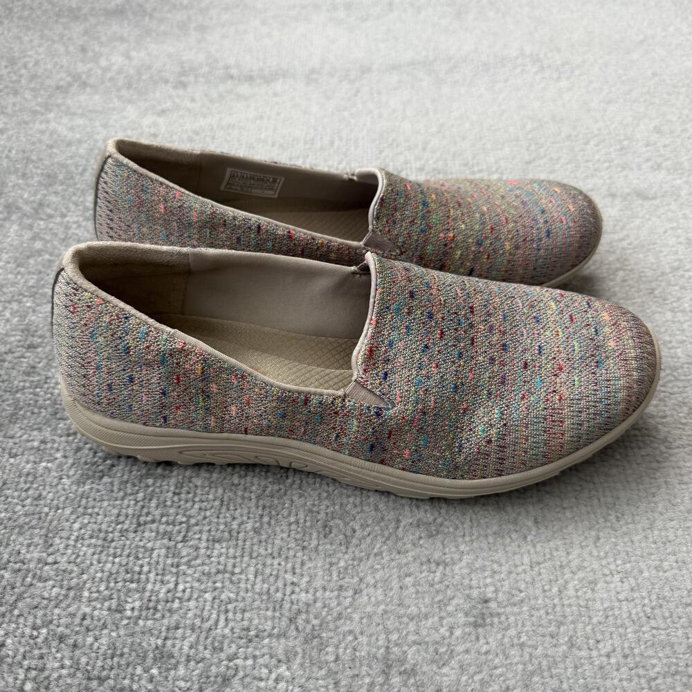 Skechers Relaxed Fit Shoes Womens Size 9.5 Beige Knit Slip On Memory Foam 49291 - Picture 3 of 12